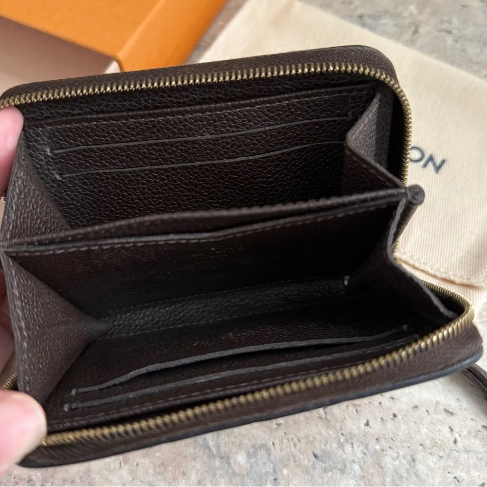 Louis Vuitton Dark Brown Monogram Embossed Leather Zip Wallet